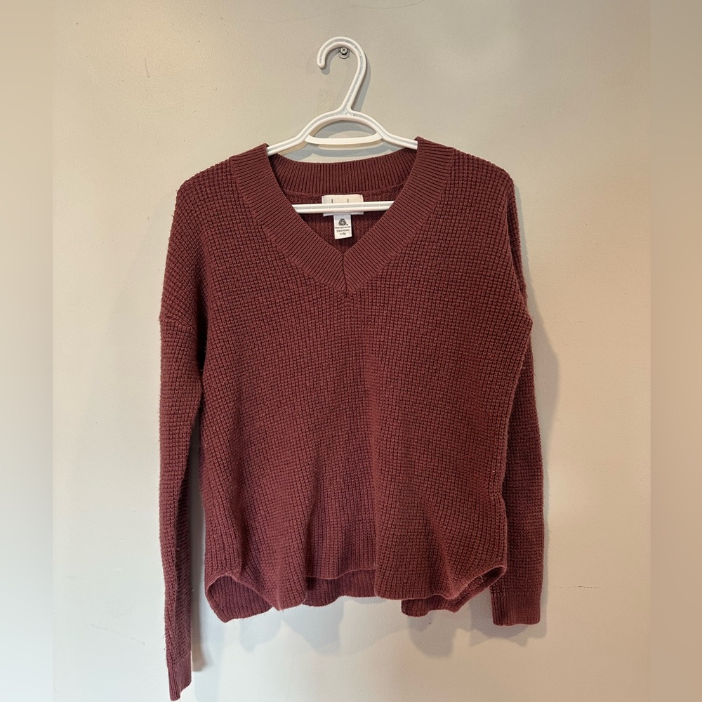 Kersh | Burgundy Waffle Wool Blend Sweater